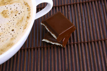 Cup of coffee with chocolate Frothy cappuccino coffee.