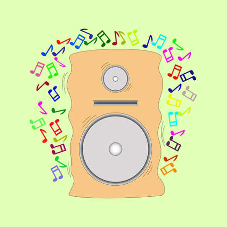Musical columns and notes dancing togetherのイラスト素材