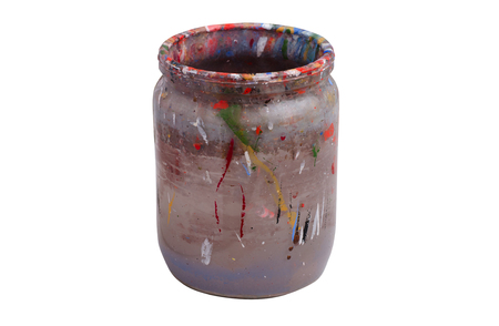 Accessories artist. Water for paints. Isolated on whiteの写真素材