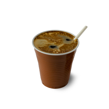 Coffee in a plastic Cup. Close upの写真素材
