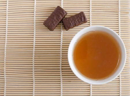 Dessert - tea and sweets. Flat top viewの写真素材