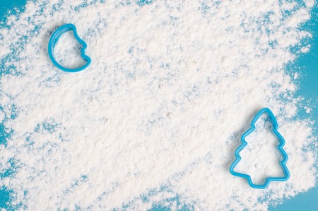 Baking cookies and biscuits. Preparing for Christmas. Flat top viewの写真素材