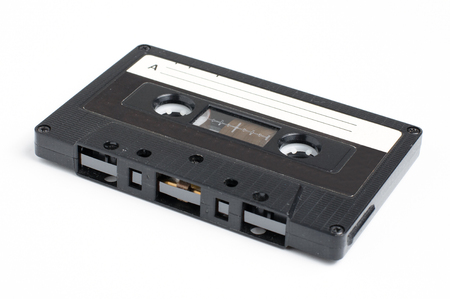 Old audio cassette. White background. Close upの写真素材