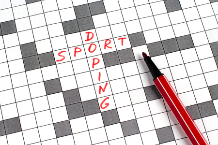 Sport doping. Text in crossword. Red letters. Close-upの写真素材