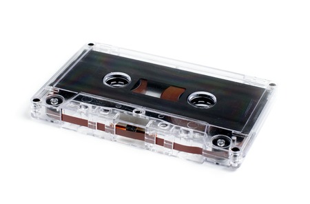 Old audio cassette. White background. Close upの写真素材