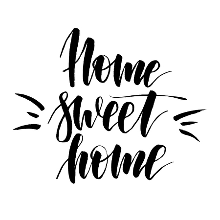 Home sweet home. Handwritten text. Modern calligraphy. Isolated on whiteの写真素材