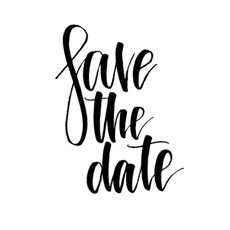 Save the date. Handwritten text. Modern calligraphy. Isolated on whiteの写真素材
