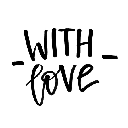 With love. Handwritten text. Modern calligraphy. Isolated on whiteの写真素材