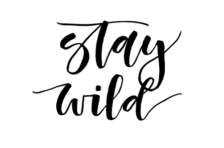 Stay wild. Handwritten text. Modern calligraphy. Inspirational quote. Isolated on whiteの写真素材