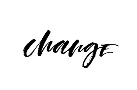 Change. Handwritten text, modern calligraphy. Inspirational quote. Isolated on whiteの写真素材
