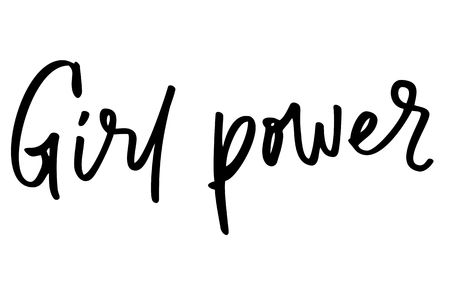 Girl power. Handwritten text. Modern calligraphy. Inspirational quote. Isolated on whiteの写真素材