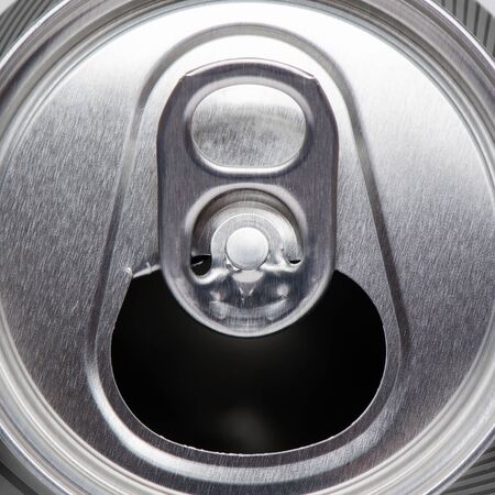 Metal can with beer or cider. Flat top view