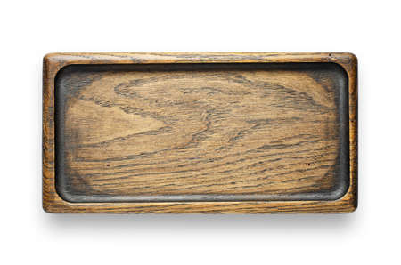 Rectangular wooden plate made of oak. Isolated on a white background