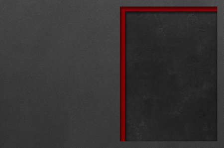 Black and red rectangular mockups on a dark concrete background. Design elements or portfolio. Copy space.の写真素材