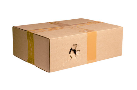 Damaged cardboard box. Incorrect transportation of the parcel or theft of the goods during delivery....
