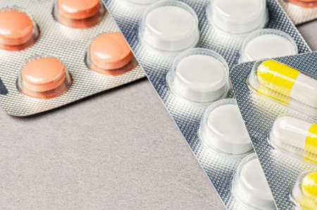 Pills for the treatment and prevention of diseases. Macrophotographyの写真素材