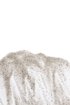 The texture of a cosmetic scrub with charcoal. Exfoliating skin care product. Copy spaceの写真素材