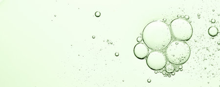 The texture of a cosmetic serum with bubbles in closeup. Macrophotography