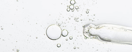 The texture of a facial serum or cosmetic gel. Close-up, macro photographyの写真素材