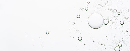 The texture of a cosmetic serum with bubbles in closeup. Macrophotographyの写真素材