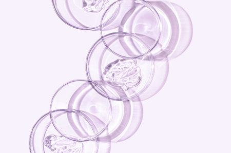 A sample of skin serum or moisturizing gel in a Petri dish. A cosmetic product