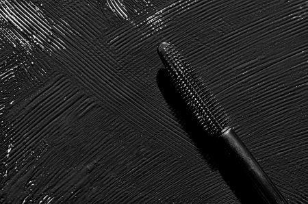 The texture of black mascara and an eyelash brushの写真素材