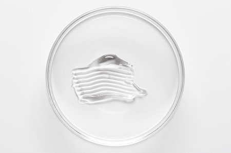 A sample of moisturizing or anti-aging cream in a petri dishの写真素材