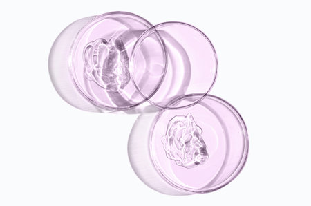 A sample of skin serum or moisturizing gel in a Petri dish.