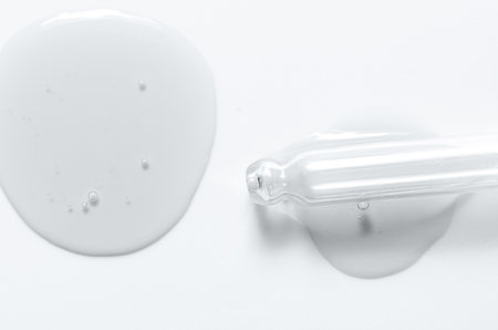 A sample of a moisturizing gel or serum for the skin. White background.