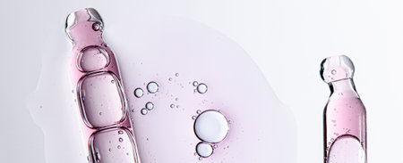 Skin serum in a pipette. A cosmetic product for body care. White backgroundの写真素材