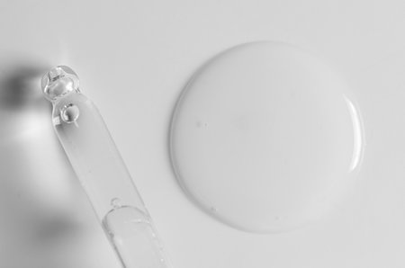 Transparent cosmetic product. Face serum or cleanser gel or body moisturizing gelの写真素材