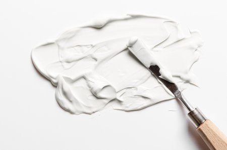 The texture of moisturizer with palette knife.の写真素材