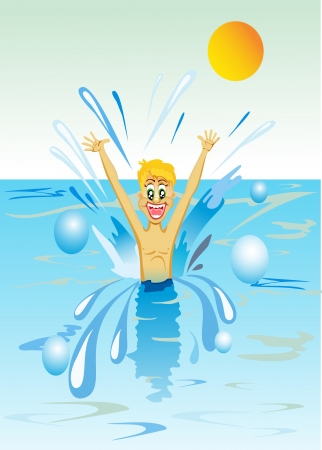 Boy swimming - Vectorのイラスト素材