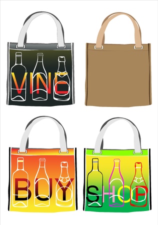 set of reusable shopping bagsのイラスト素材