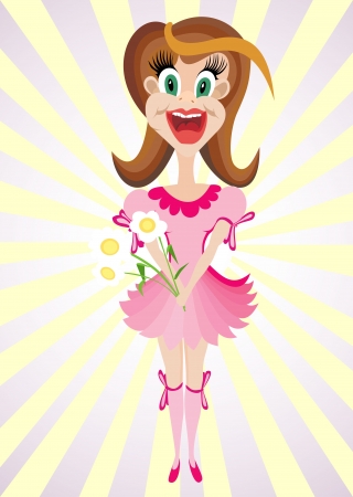 The girl and camomile florets, a vectorのイラスト素材