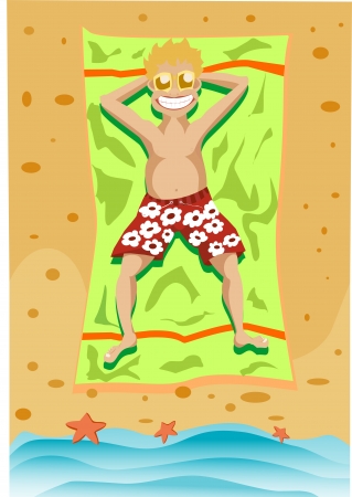 boy on the beachのイラスト素材