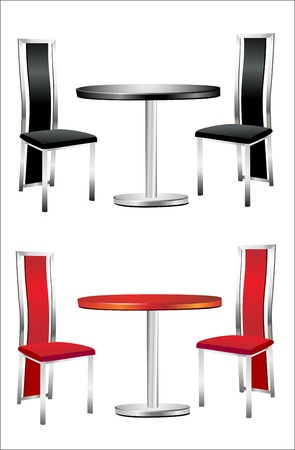 Modern table with two chairs on white background.のイラスト素材