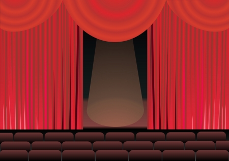 theater stage and red curtainのイラスト素材