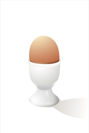 A single egg in a white eggcup isolated on white のイラスト素材