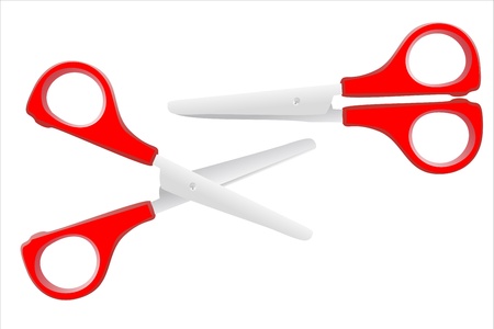 closed and open scissors isolated on whiteのイラスト素材