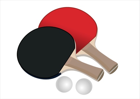 ping pong rackets and ball in vectorのイラスト素材