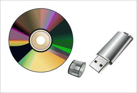 flash memory and computer disk isolated on a white backgroundのイラスト素材