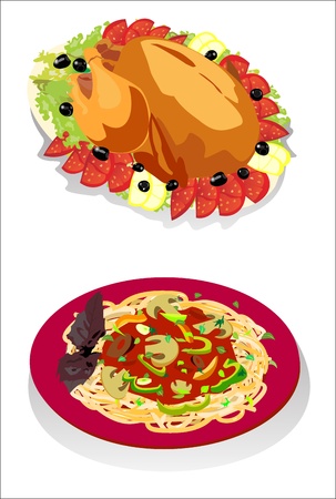 Roasted chicken seasoned with herbsのイラスト素材