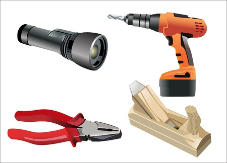 set of different tools over white backgroundのイラスト素材