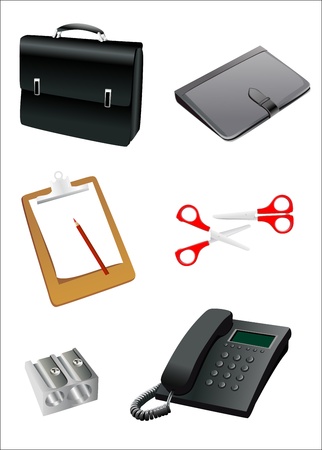 office supply collection isolated on white backgroundのイラスト素材