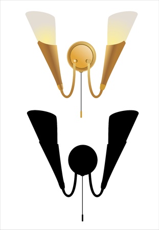vintage wall lamp isolated on whiteのイラスト素材