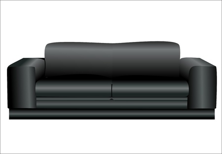 Image of a modern black leather sofa isolated against white backgroundのイラスト素材