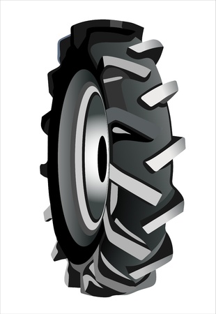 Tractor tire on white backgroundのイラスト素材