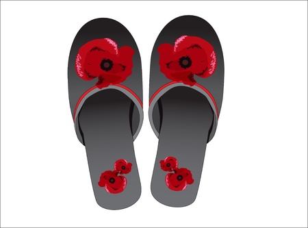 Pair of house slippers. Isolated on white backgroundのイラスト素材