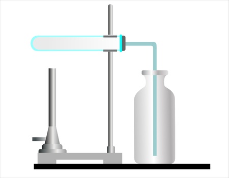 A laboratory setup with a retort, retort standのイラスト素材